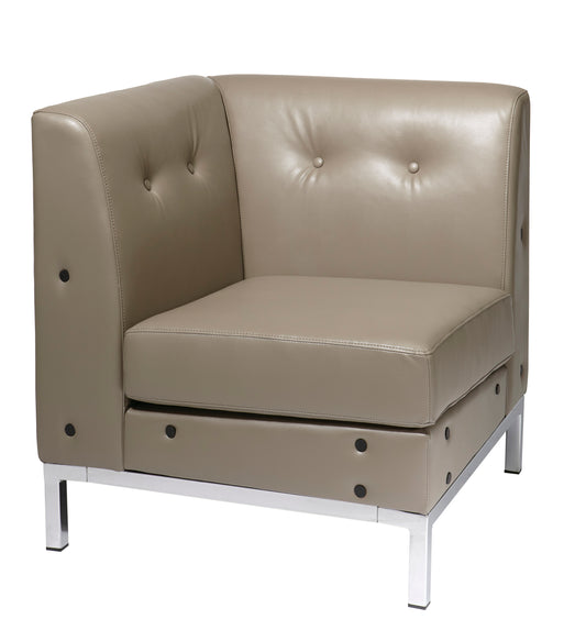 Smoke Faux Leather Corner Chair