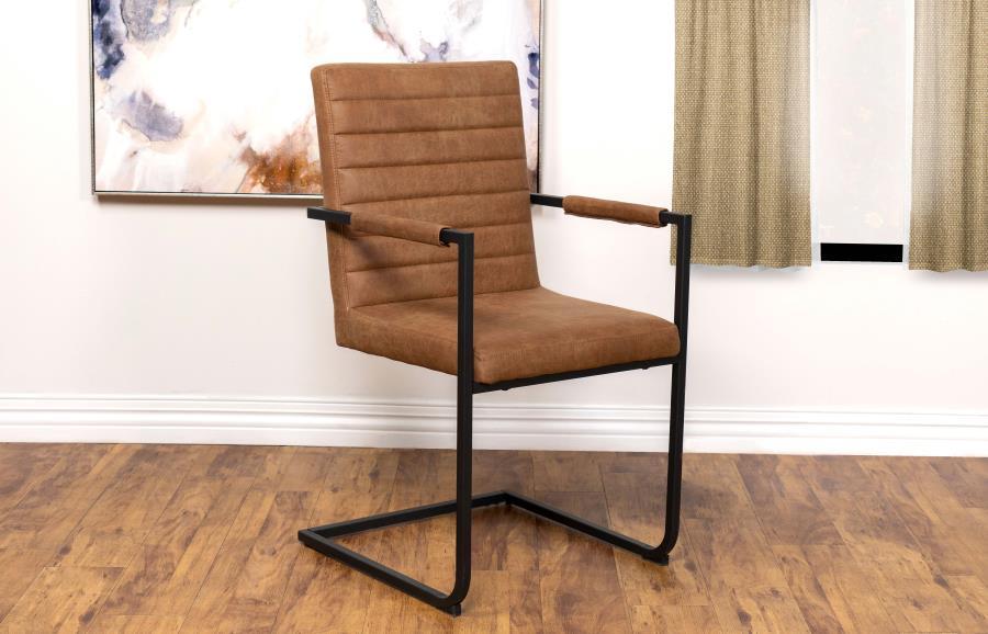 Nate - Upholstered Dining Arm Chair (Set of 2) - Antique Brown