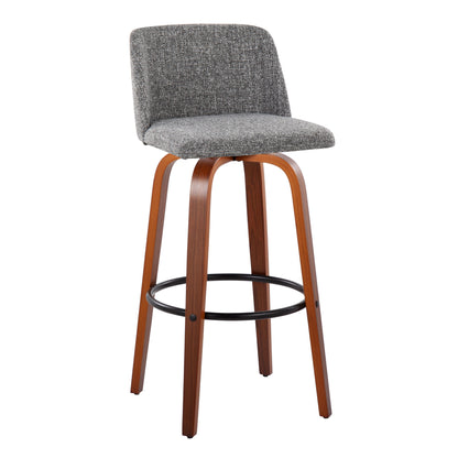 Toriano - Mid Century Modern Fixed Height Barstool Swivel And Round Footrest (Set of 2)