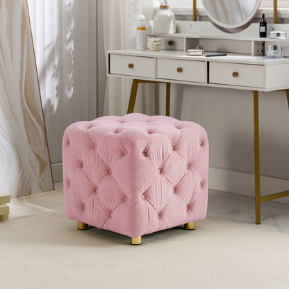 Modern Velvet Upholstered Ottoman, Exquisite Small End Table, Soft Foot Stool, Dressing Makeup Chair, Comfortable Seat For Living Room, Bedroom, Entrance