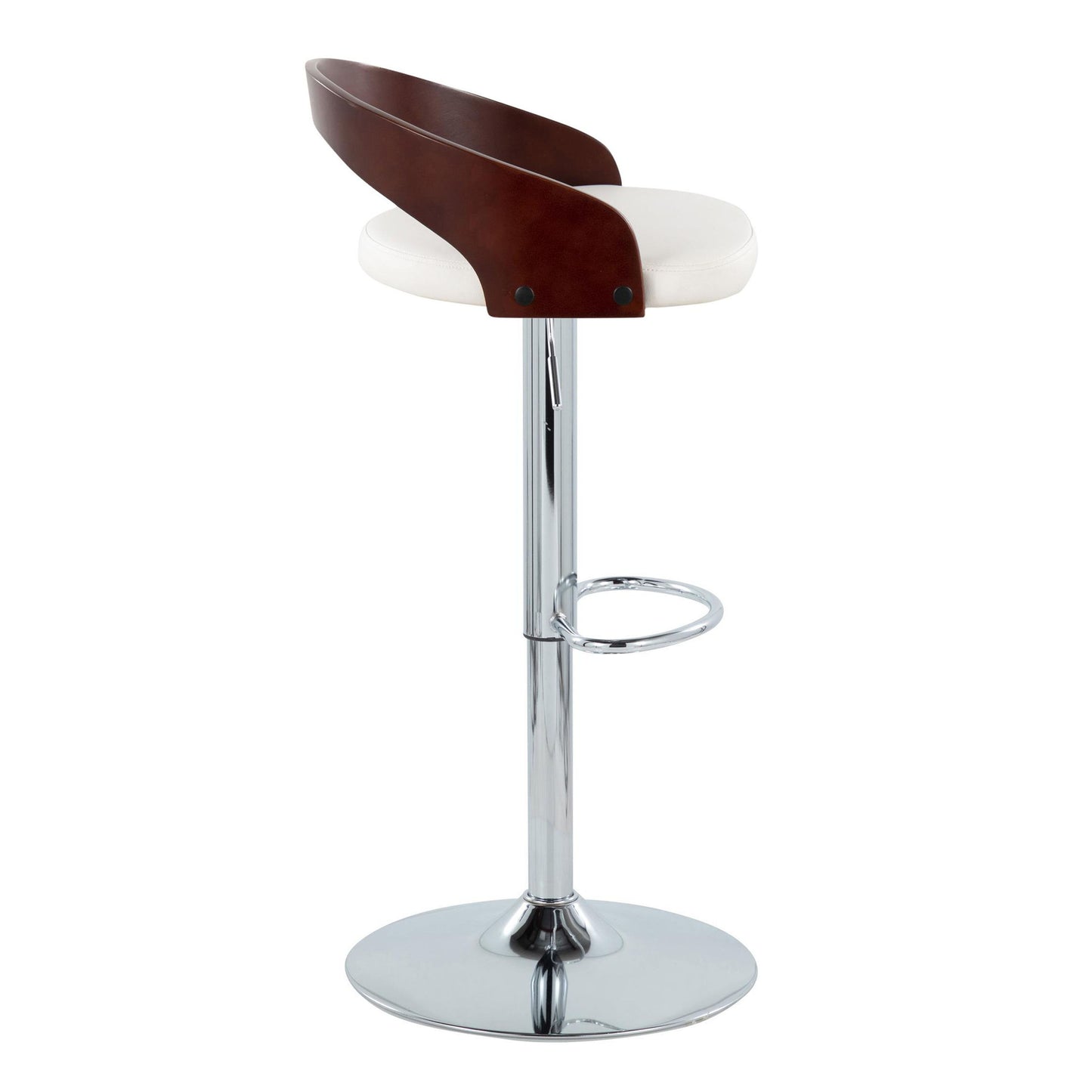 Grotto - Mid Century Modern Adjustable Height Barstool With Swivel With Oval Footrest (Set of 2)