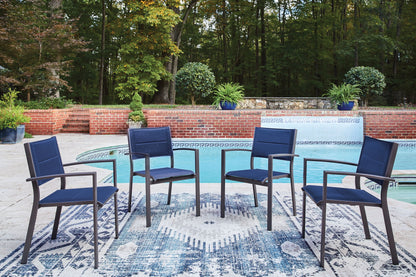 Point Bonita - Sling Arm Chair (Set of 4) - Blue / Gray