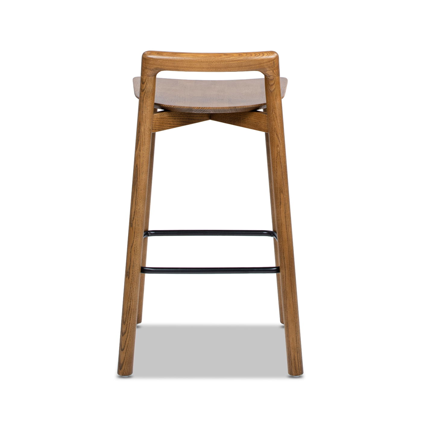 Sven - Modern Minimalist Low Back Counter Stool - Dark Brown Walnut