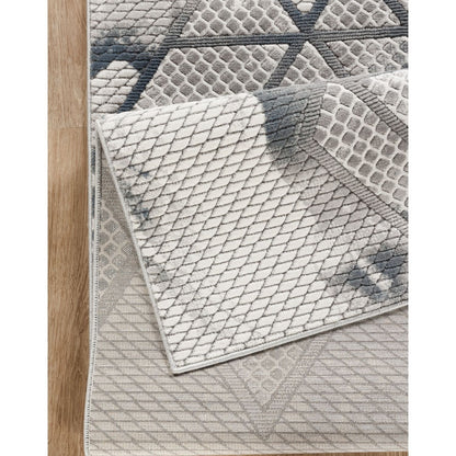 Geometrix - 5'3" X 7'3" Area Rug & Geometric, 3D Effect - Ivory / Gray