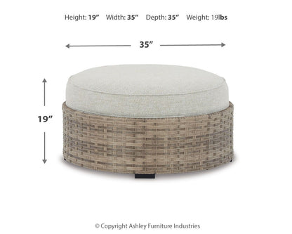 Calworth - Beige - Ottoman with Cushion