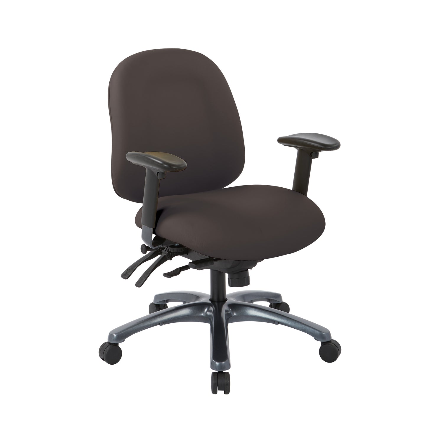 Multi-Function Mid Back Chair with Seat Slider and Titanium Finish Base