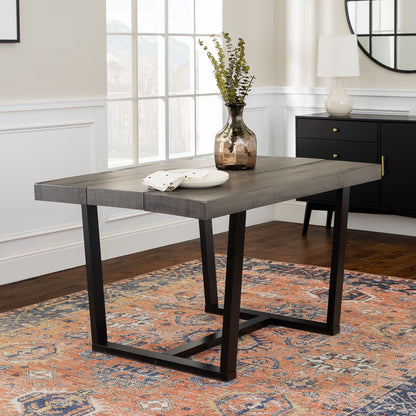 Rustic Metal And Solid Distressed Dining Table