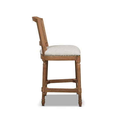 Triomphe - Wicker High Back Armless Counter Bar Stool, Stain Resistant High - White Pepper