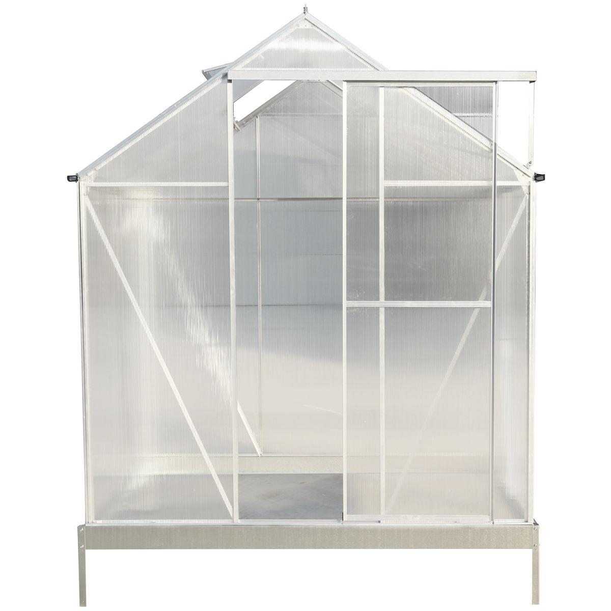 Polycarbonate Greenhouse, Heavy Duty Outdoor Aluminum Walk-In Green House Kit With Rain Gutter, Vent And Door For Backyard Garden