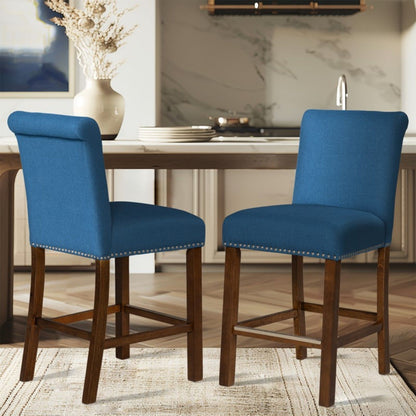 Upholstered Counter Stool With Nailhead Trim (Set of 2)