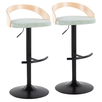 Grotto - Contemporary Adjustable Barstool With Swivel & Rounded T Footrest (Set of 2)