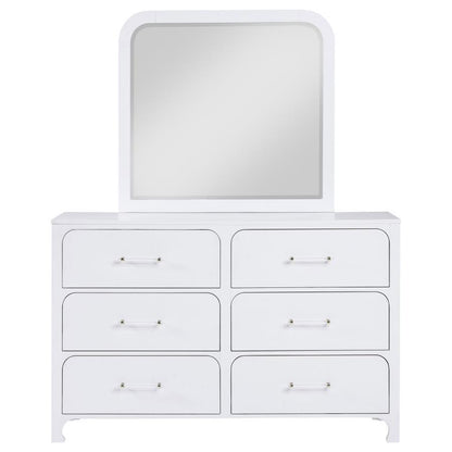 Anastasia - 6-Drawer Dresser With Mirror - Pearl White