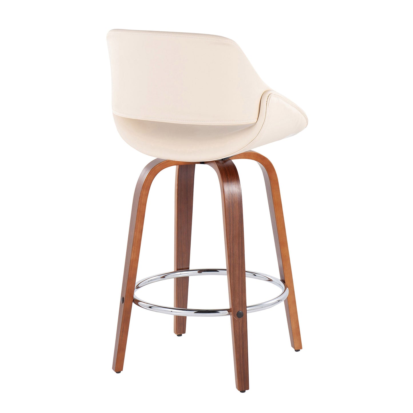 Fabrico - Mid Century Modern, Fixed Height Counter Stool With Round Footrest (Set of 2)