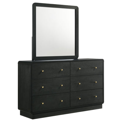 Burton - 6 Drawer Dresser With Mirror - Black