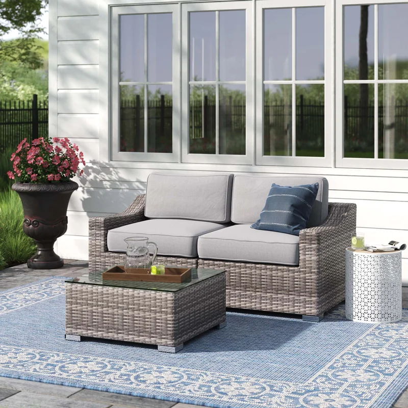 2 Person Seating Set With Cushions - Gray