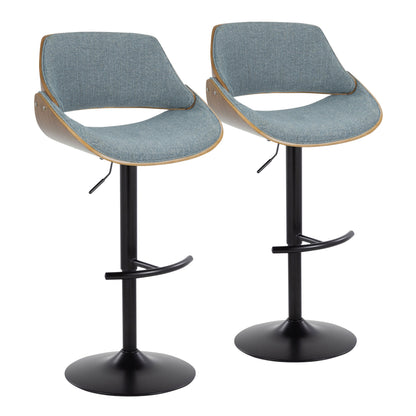 Fabrizzi - Mid Century Modern Adjustable BarStool With Rounded T Footrest (Set of 2)