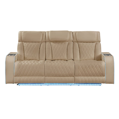 Electra - Power Reclining Sofa With Power Headrests, Drop Down Table, Reading Light, Massage, LED Lighting And USB Control