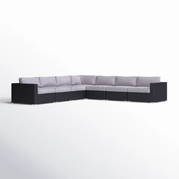 Wide Outdoor Patio Sectional With Cushions - Black