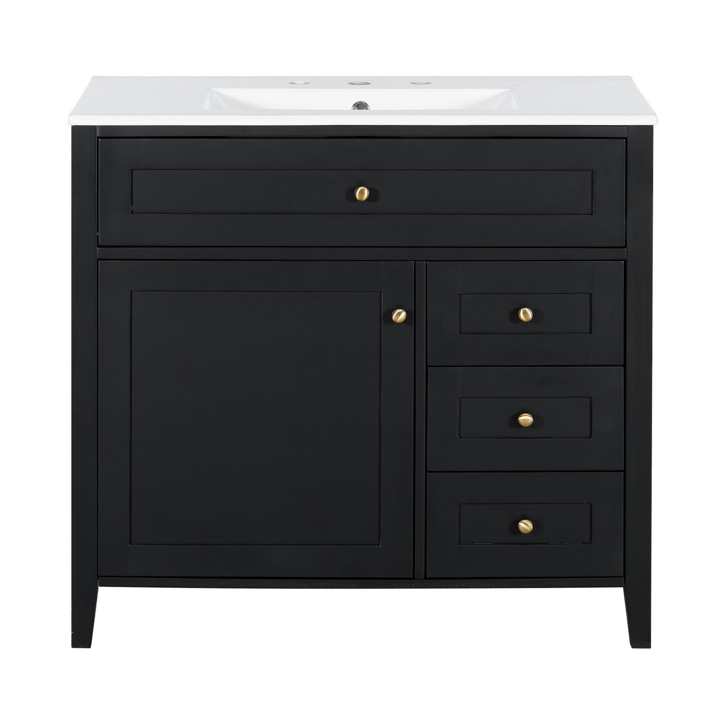 Bathroom Vanity With Sink, Cabinet With 3 Drawers And Adjustable Shelf