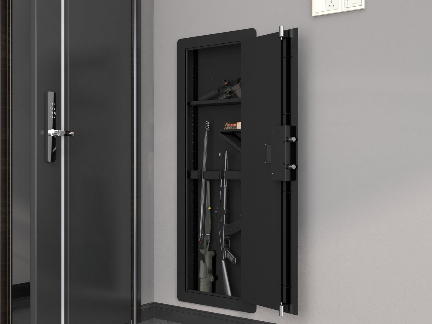 Wall Gun Safe, Gun Safes For Home, Gun Safes & Cabinets, Wall Safes Between The Studs, Quick Access Rifle Safe With Removable Shelf And Digital Keypad