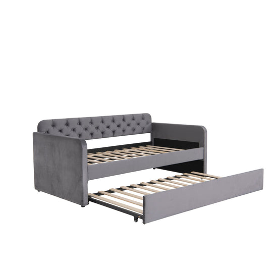Upholstered Daybed With Trundle And USB Charging Design