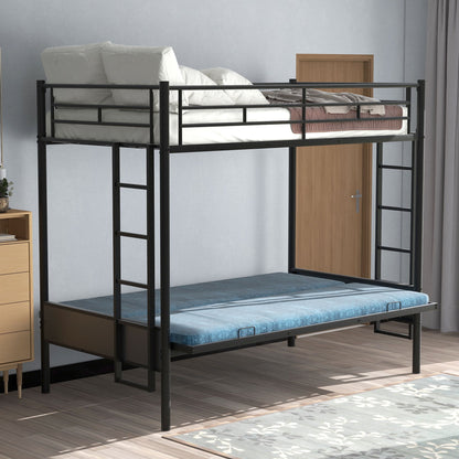 Twin Over Full Bunk Bed, Multi Function - Black