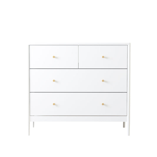 4 Drawer Kids Dresser With Antique Brass Pulls - White