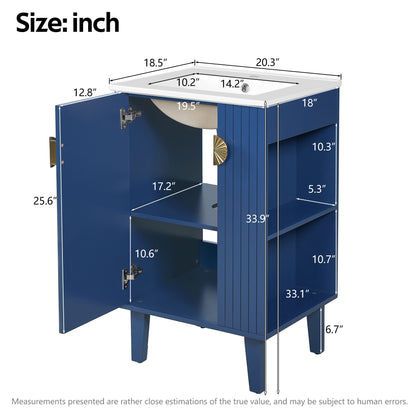 Bathroom Vanity With Sink, Soft-Close Door, Half-Moon Pulls