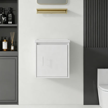 20" Floating Bathroom Vanity Combo With Wall Cabinet, Ceramic Sink & Soft Close Doors - White