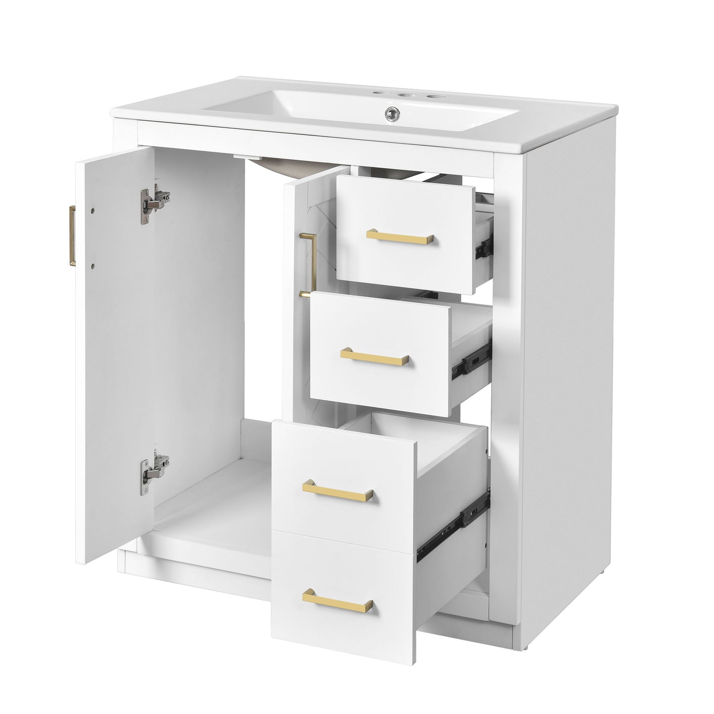 Bathroom Vanity Set With Sink, Storage Cabinet With Drawers & Soft Closing Doors