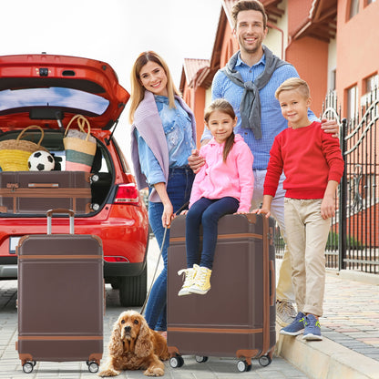 Hardshell Luggage Sets 4 Pieces 20" / 24" / 28" Luggages And Cosmetic Case Spinner Suitcase With Tsa Lock Lightweight