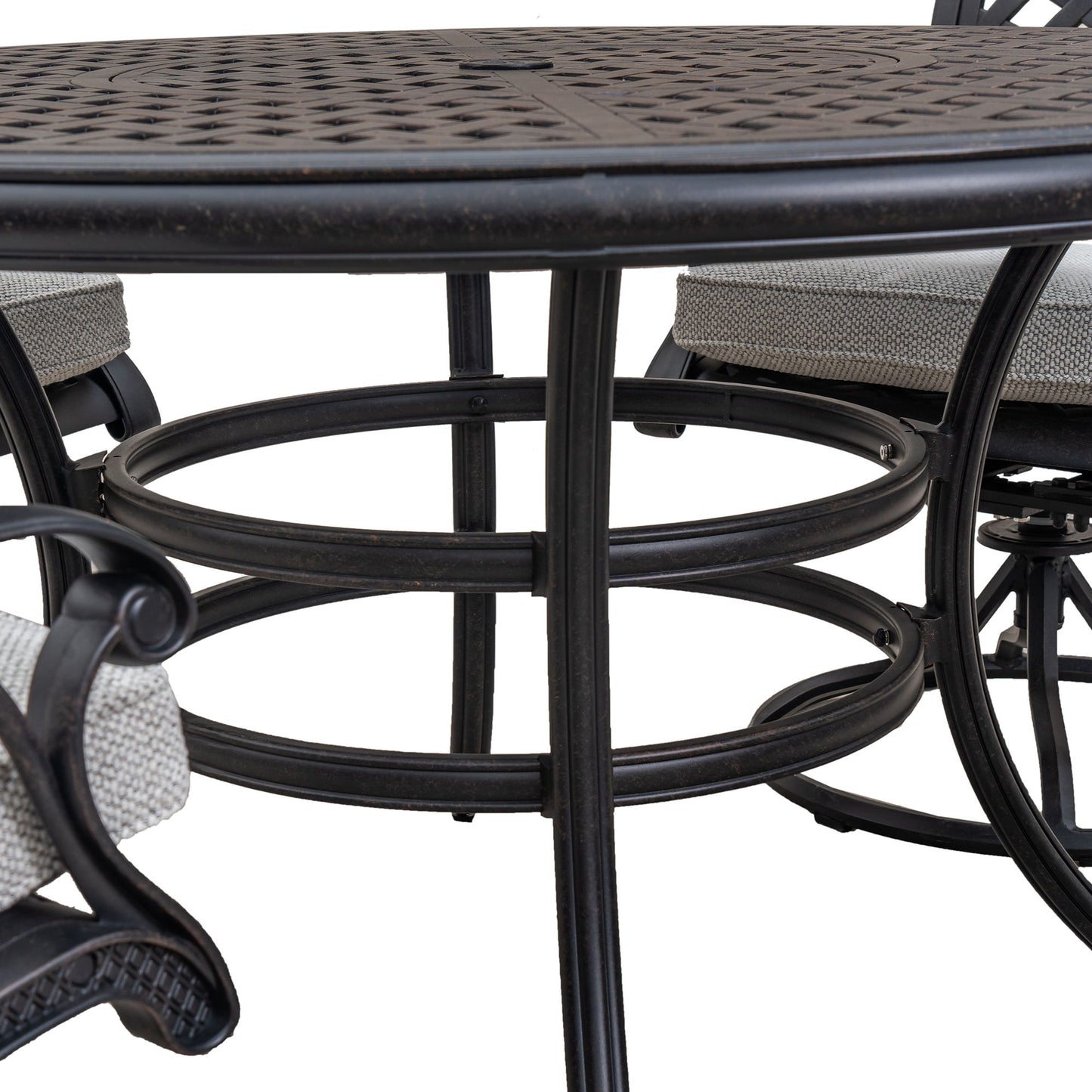 Stylish Outdoor 5 Piece Aluminum Dining Set With Cushion, Swivel And Rocking Chairs - Sandstorm