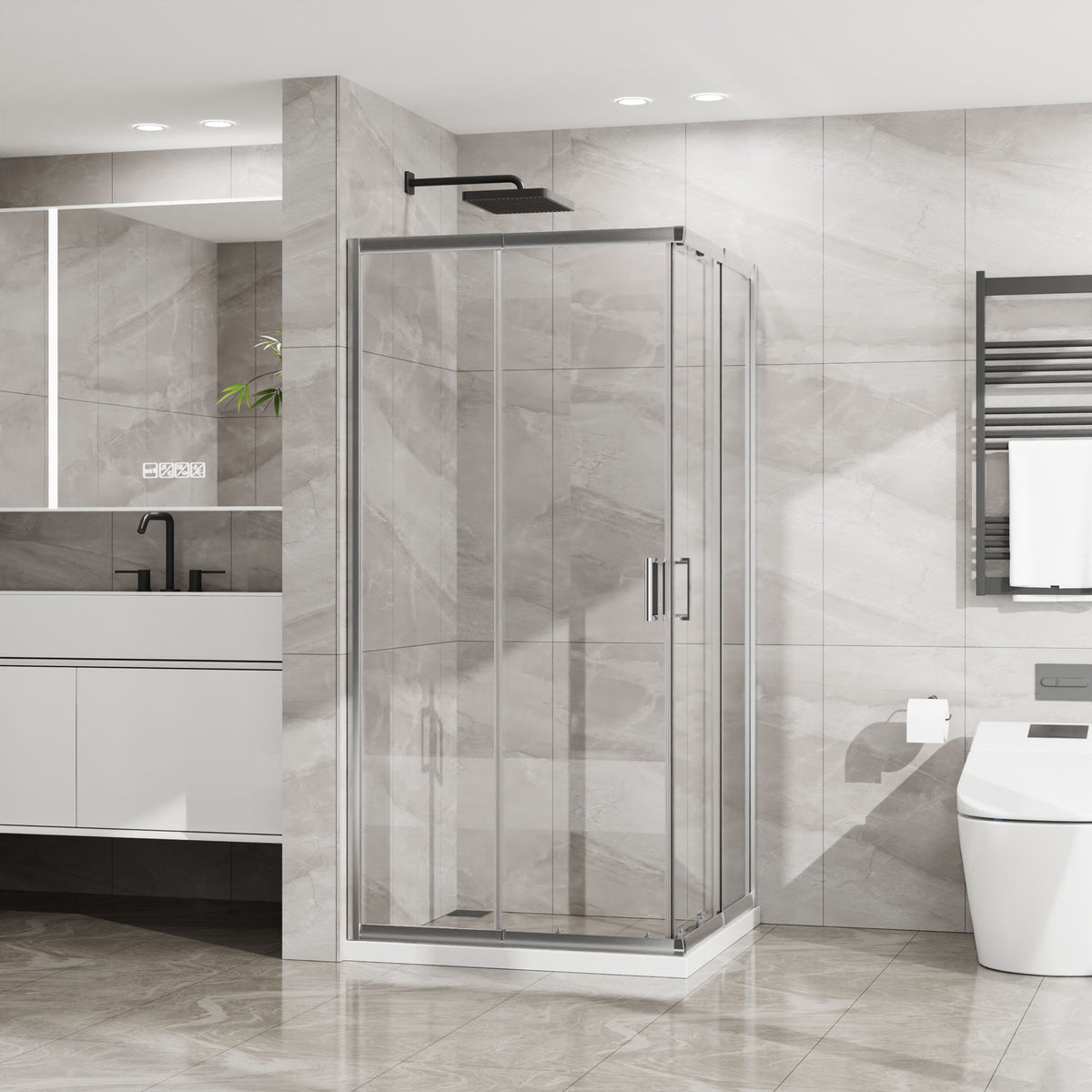 Square Corner Shower Enclosure, Adjustable Frame