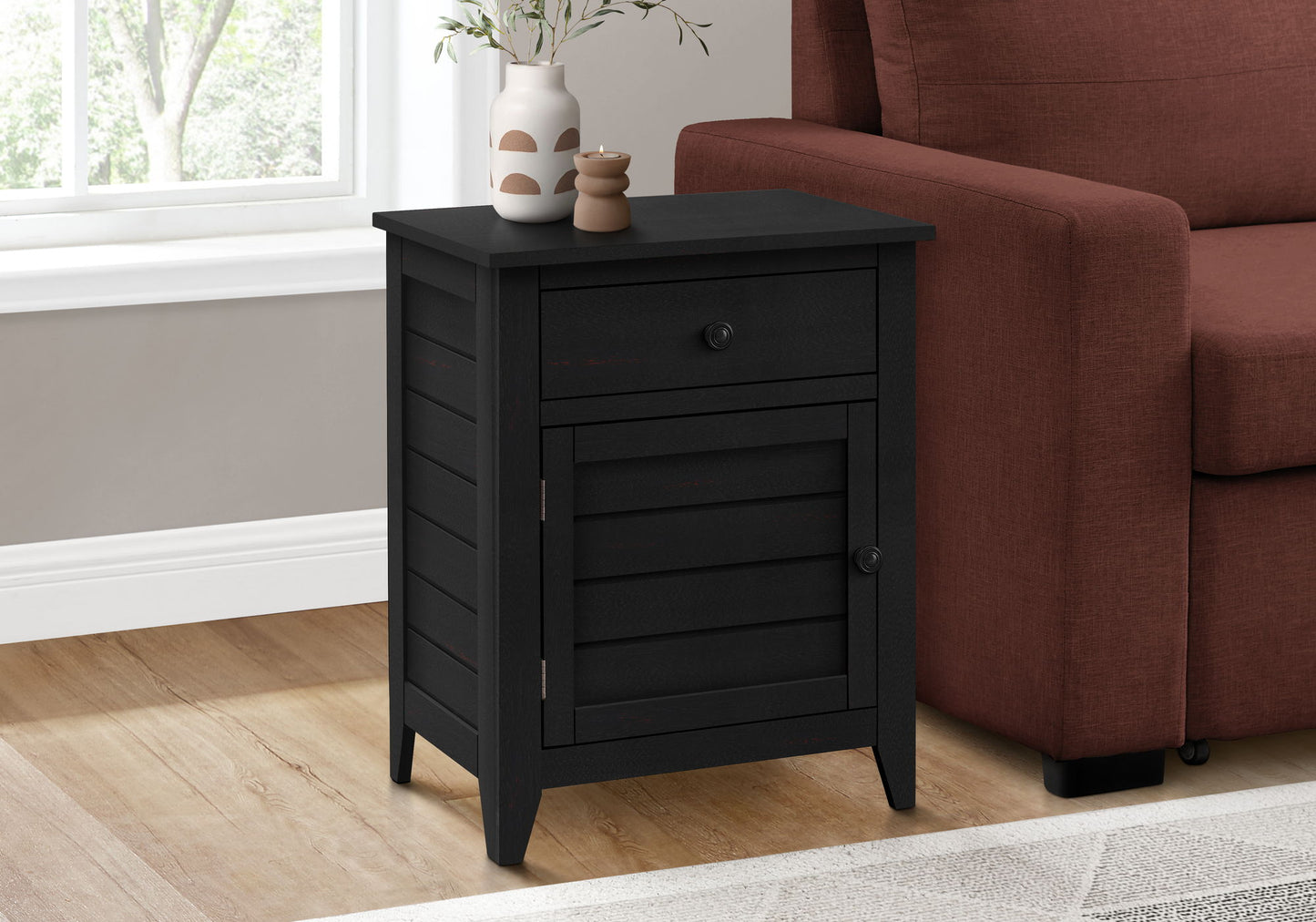 Accent Nightstand, Storage Drawer, Transitional