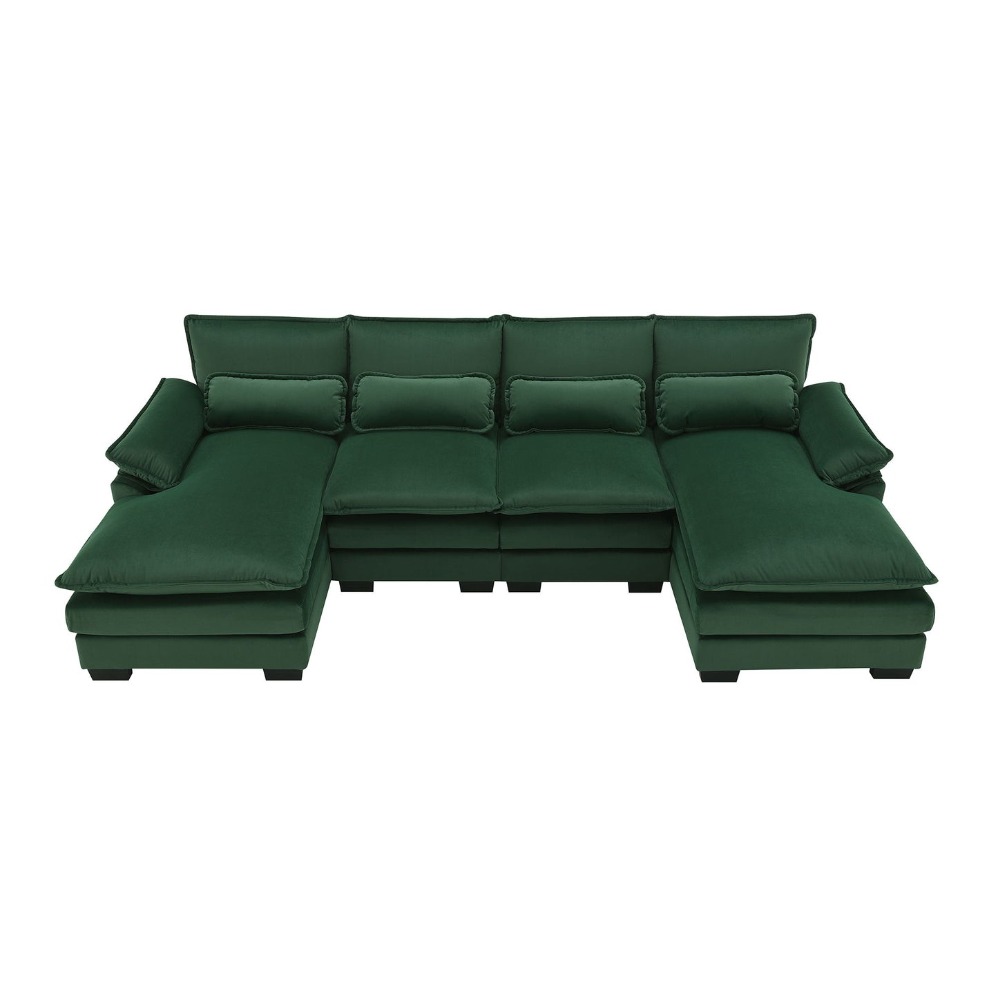 Modern U-Shaped Sectional Sofa With Waist Pillows, 6 Seat Upholstered Symmetrical Sofa Furniture, Sleeper Sofa Couch With Chaise Lounge For Living Room