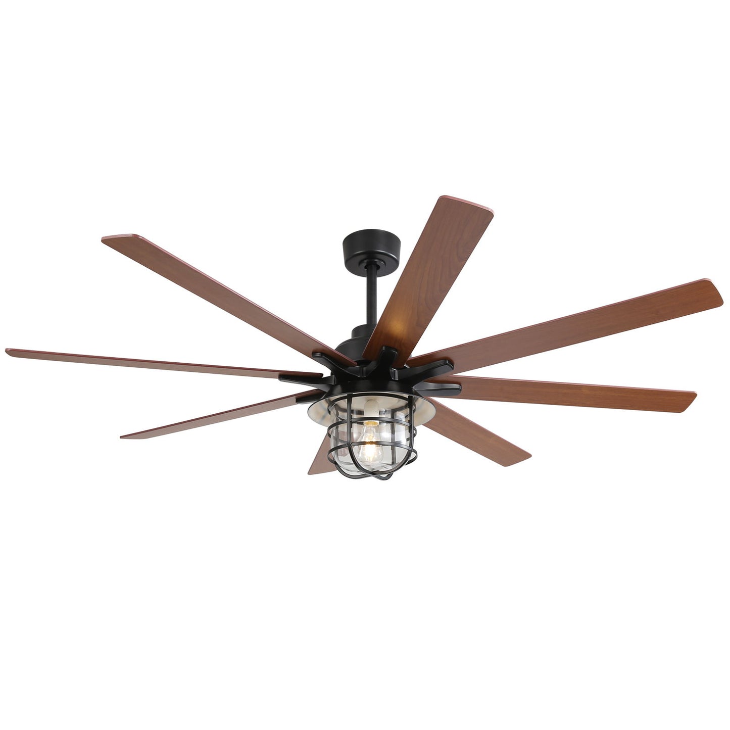 Modern Ceiling Fan With 6 Speed Wind 8 Blades Remote Control Reversible DC Motor With Light - Black