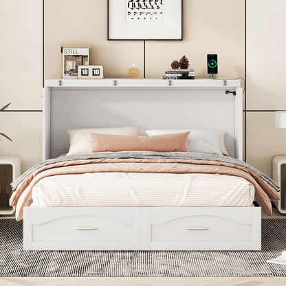 Murphy Bed With Drawer And A Set Of Sockets & USB Ports, Pulley Structure Design