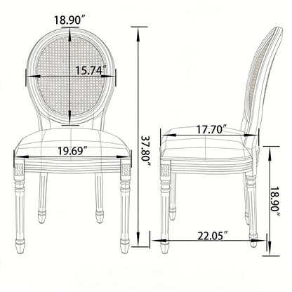 Dining Chairs, Upholstered With Round Back (Set of 2) - Black