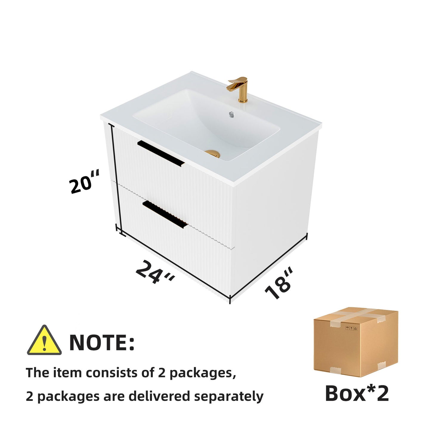 Modern Wall Mounted Floating Bathroom Vanity With Sink And Drawers