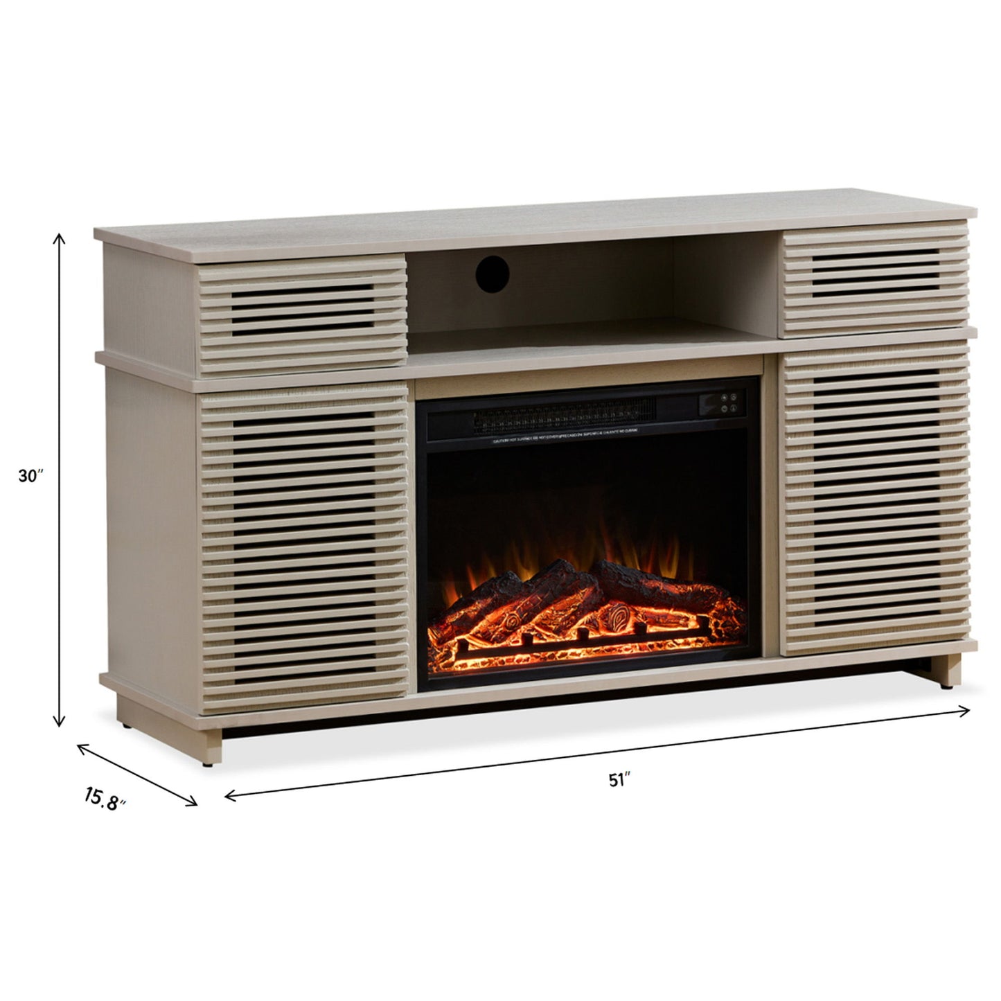 Modern Cabinet With Adjustable Shelves And Remote Controlled Fireplace