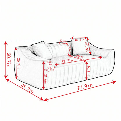 Oversized 2 Seater Loveseat With 2 Decor Throw Pillows, Deep Seat Sofa For Living Rooms