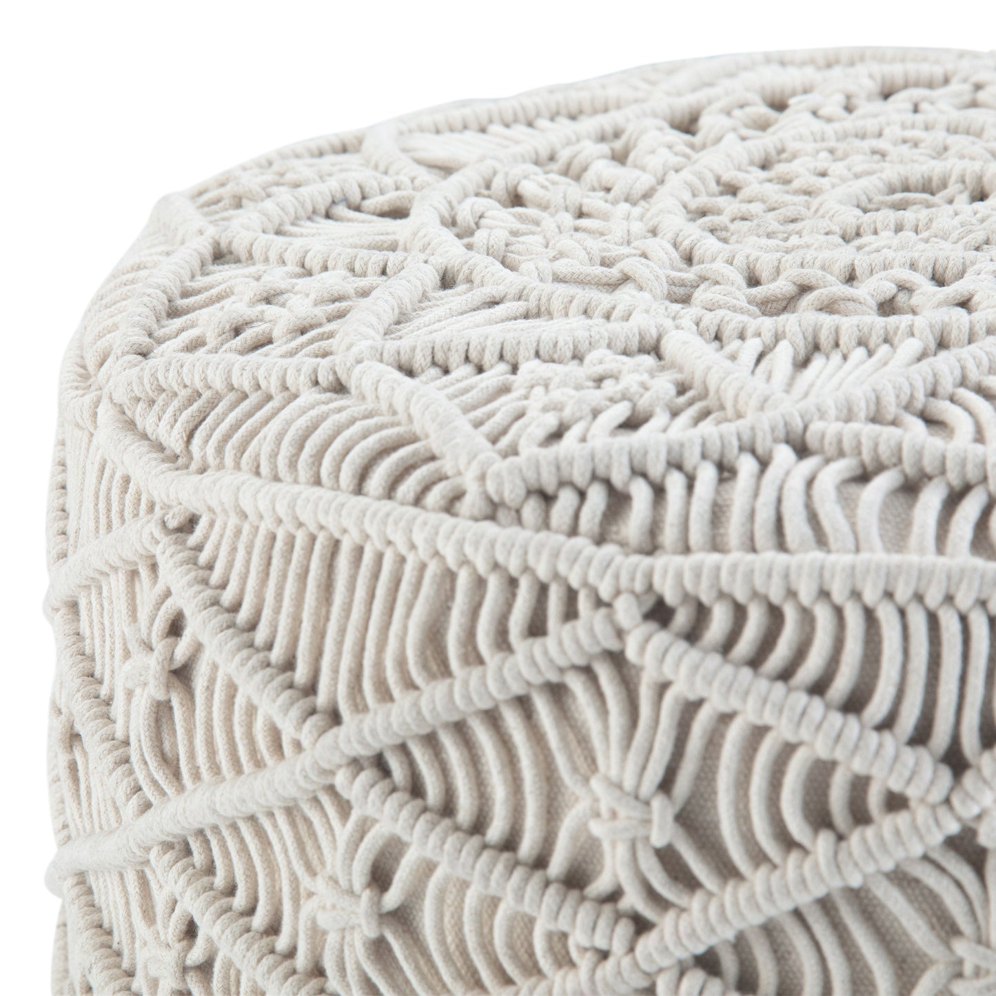 Coates - Round Macrame Pouf - Natural