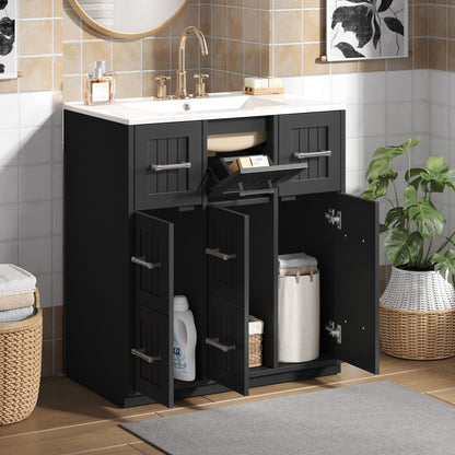 Bathroom Vanity With Undermount Sink, Soft-Close Doors, Drawers, Ceramic Sink