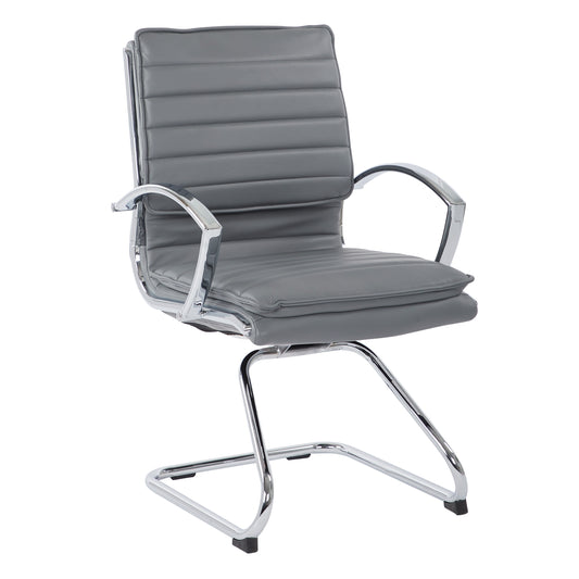 Guest Faux Leather Chair in Charcoal with Chrome Base