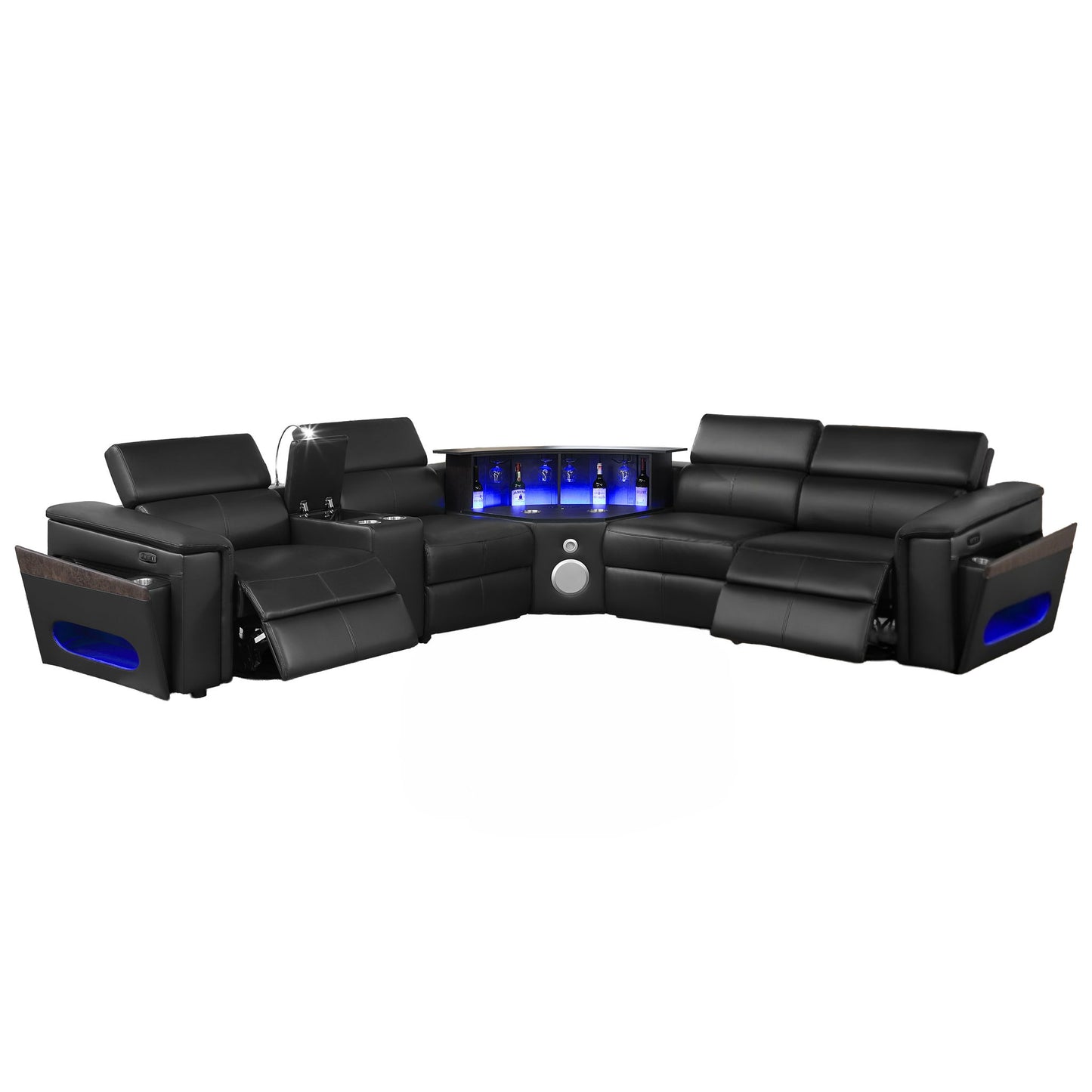 Nova - Sectional With Bluetooth Speaker, LED And Lifting Wine Cabinet