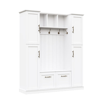 Hall Tree With 4 Side Cabinets