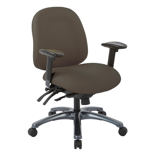 Multi-Function Mid Back Chair with Seat Slider and Titanium Finish Base