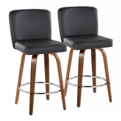 Henry - Contemporary Fixed Height Counter Stool With Swivel With Round Footrest (Set of 2)