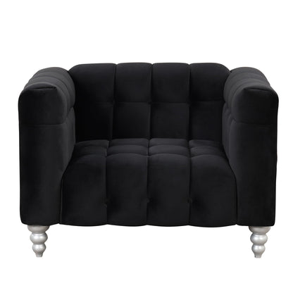 Modern Sofa Dutch Fluff Upholstered Sofa & Wood Legs, Buttoned Tufted Backrest