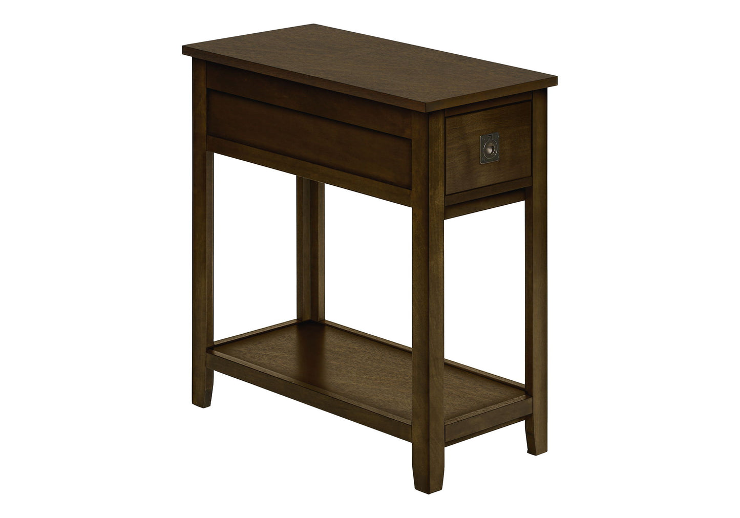 Accent End Table, 2 Tier, Narrow, Lamp, Storage Drawer, Charming Design